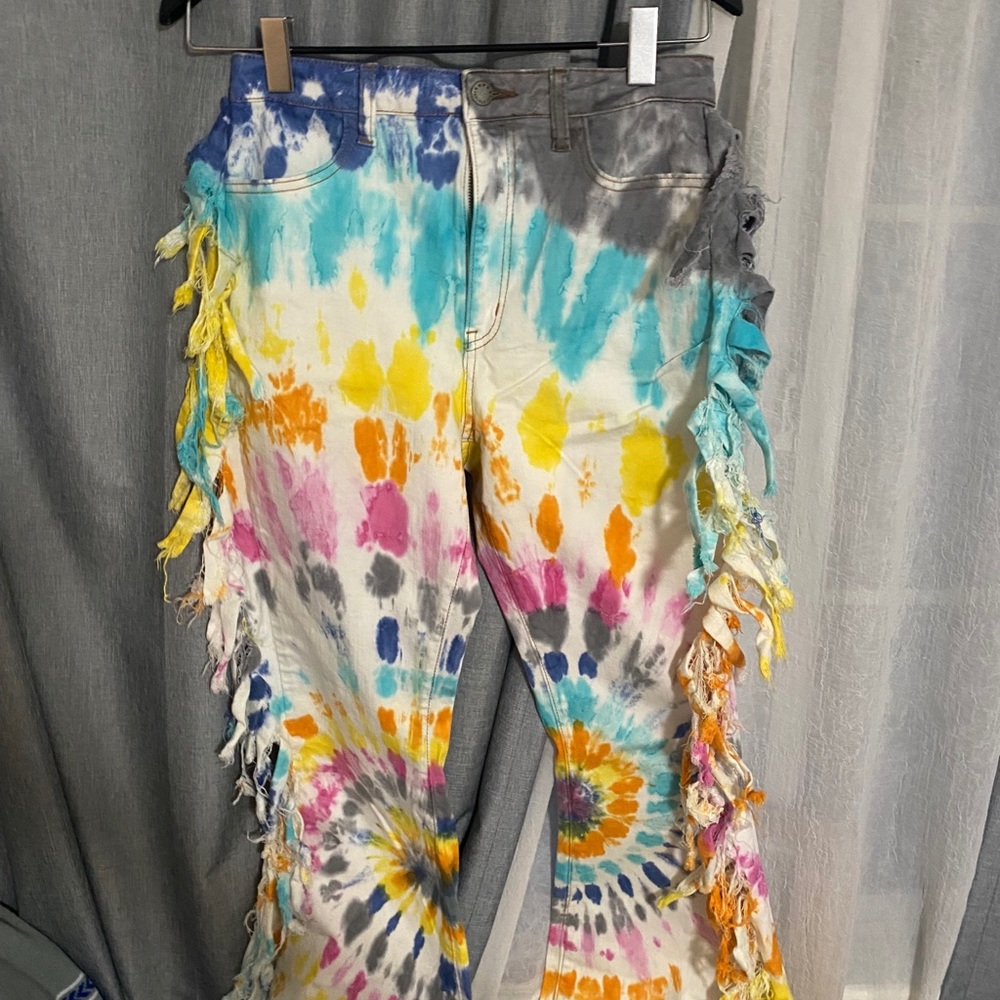 Tie Dye High Rise Festival Custom Flare Jeans